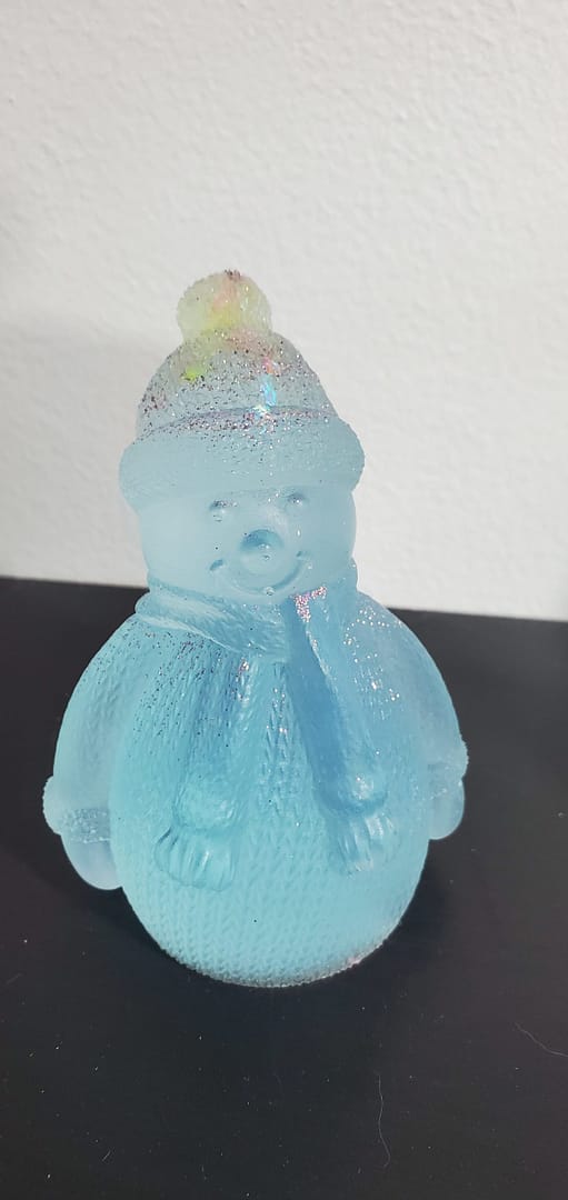 blue snowman epoxy figure