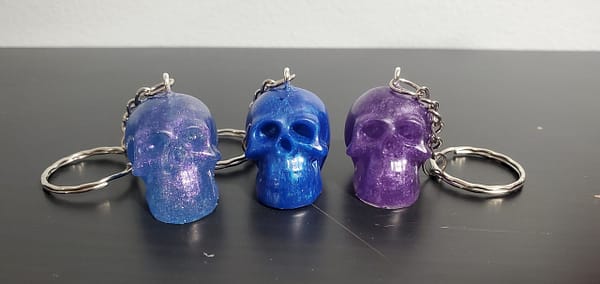 purple skull epoxy key chain