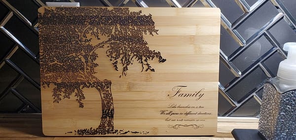 Family tree laser engraved on bamboo cutting board