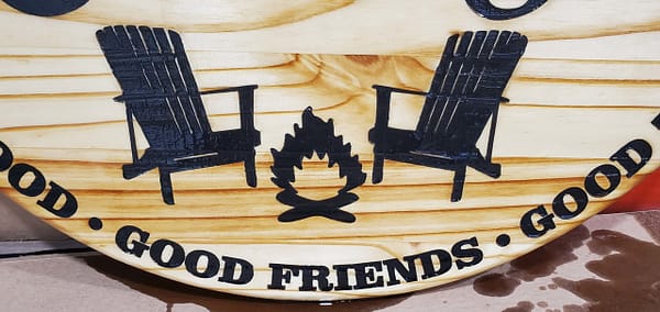 black cottage chairs laser engraved on wood