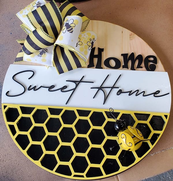 round bee themed sign