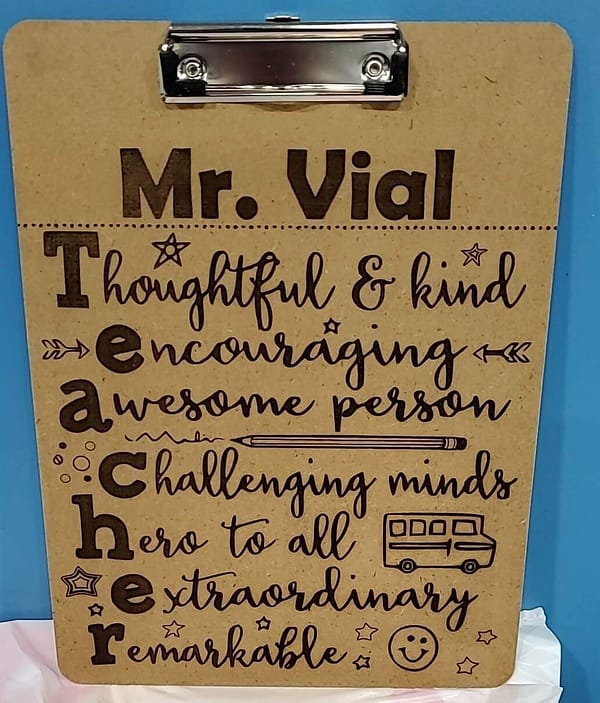 Clip Board with teacher name